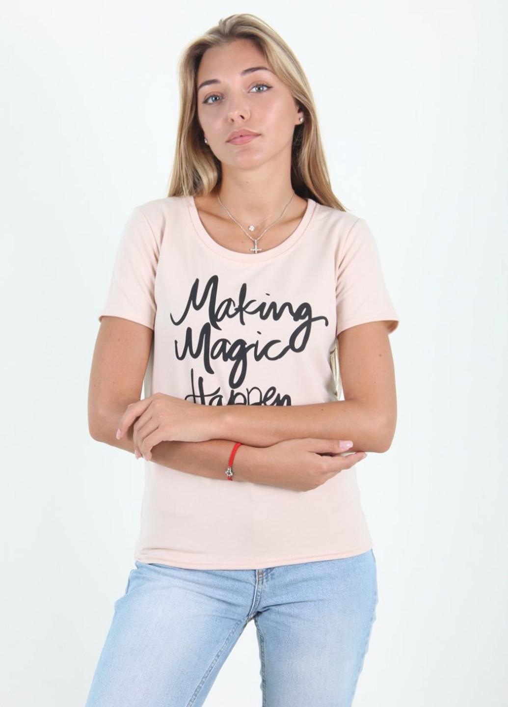 Светло-розовая летняя футболка Miss Fashion