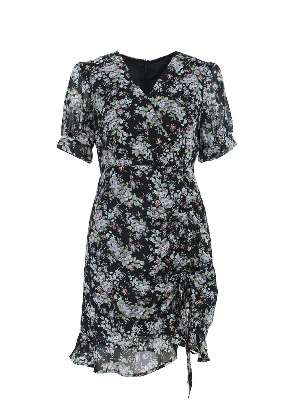 Комбінована кежуал, коктейльна сукня на запах SHEIN з квітковим принтом