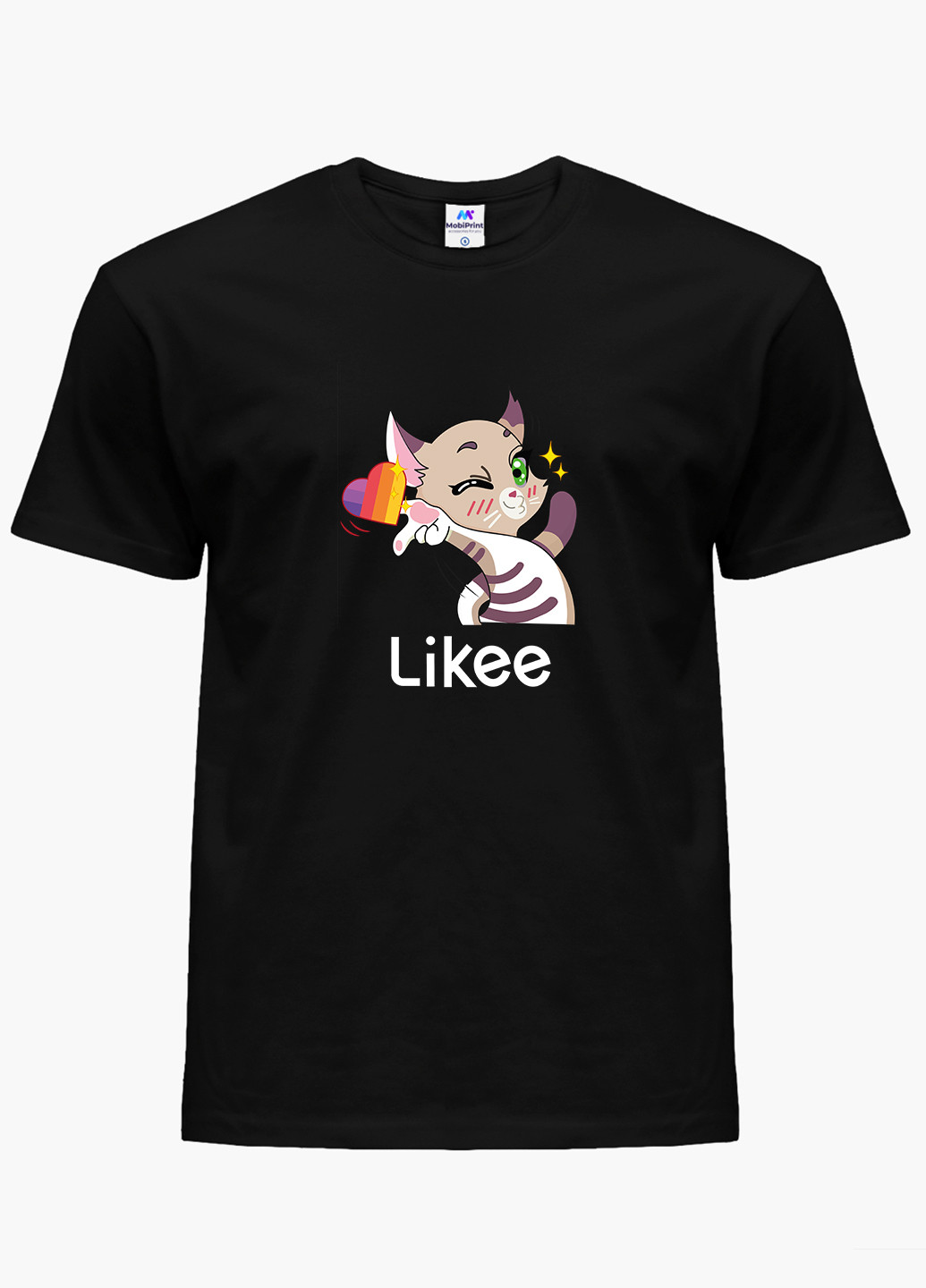 Черная демисезонная футболка детская лайк котик (likee cat)(9224-1032) MobiPrint