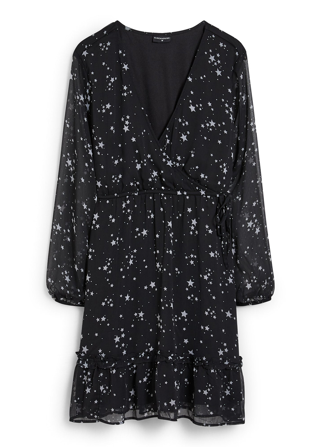 Черное кэжуал платье на запах C&A звезды