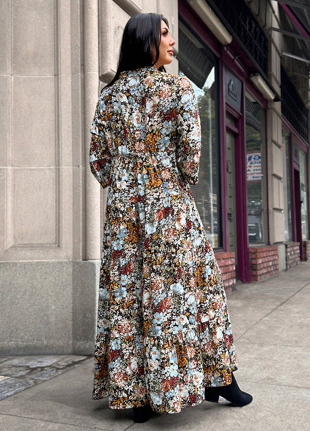 Комбінована кежуал сукня а-силует SHEIN з квітковим принтом