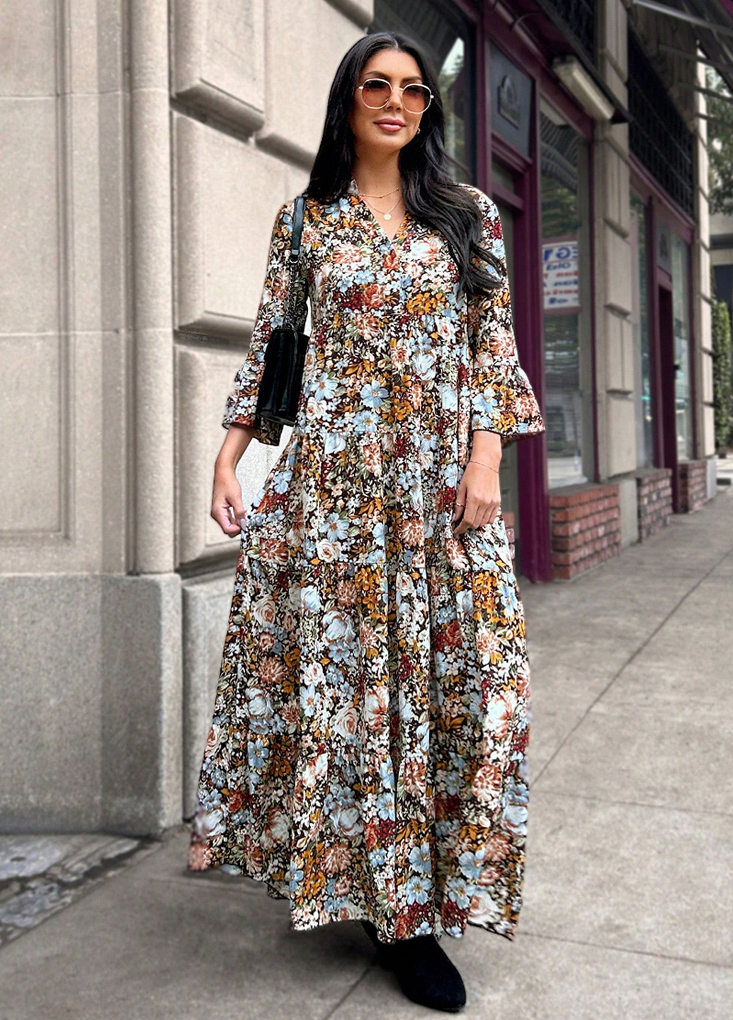 Комбінована кежуал сукня а-силует SHEIN з квітковим принтом