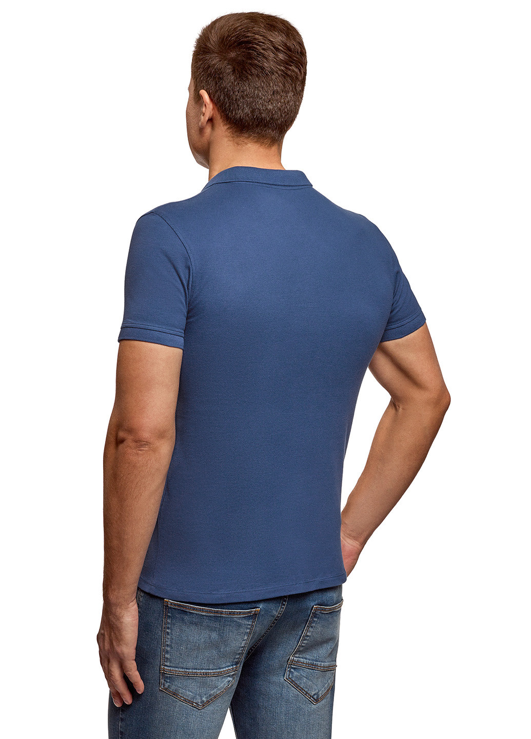 Темно-синяя футболка-поло для мужчин Oodji с логотипом