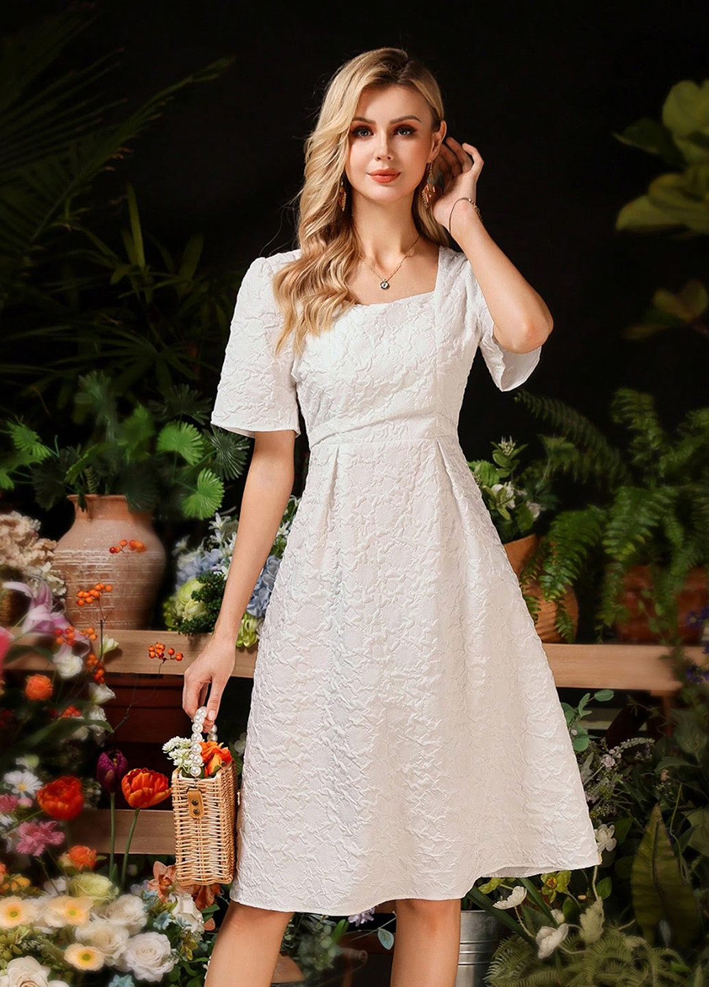 Білий кежуал сукня SHEIN однотонна