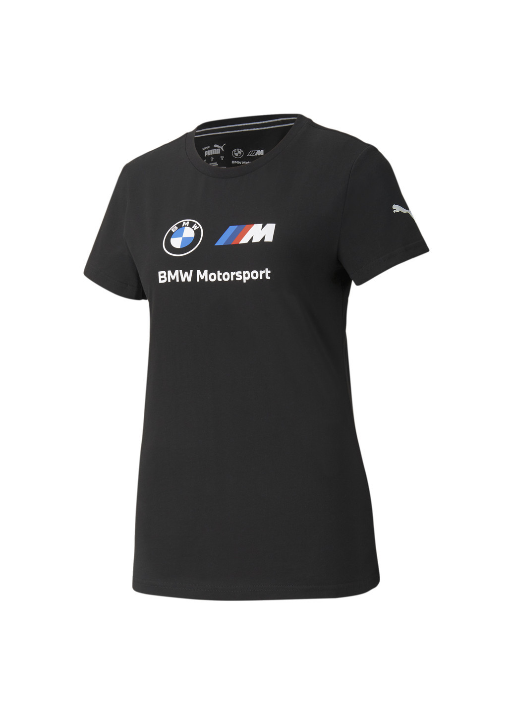 Чорна всесезон футболка bmw m motorsport essentials logo women's tee Puma