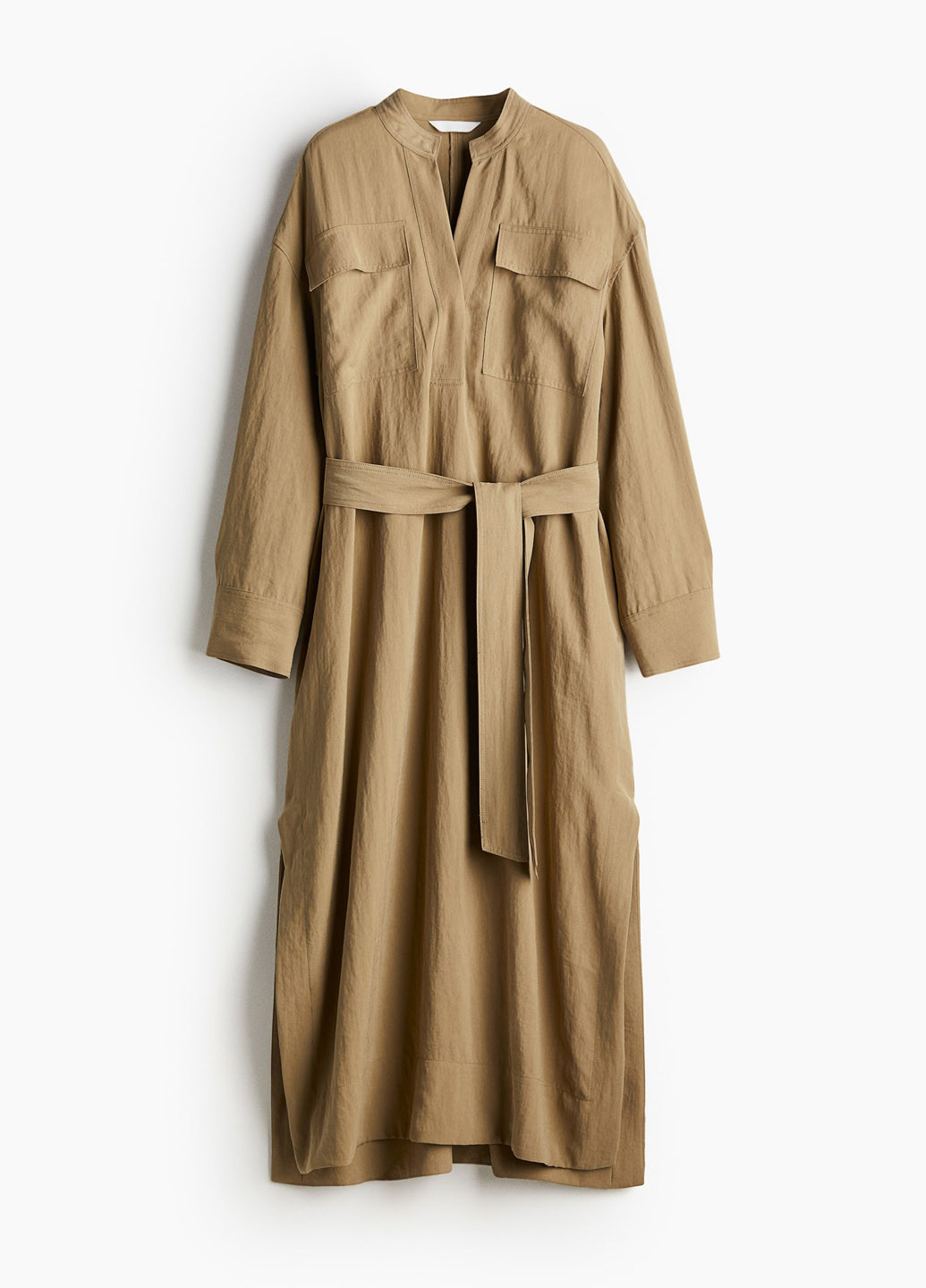 Темно-бежевое кэжуал платье H&M однотонное