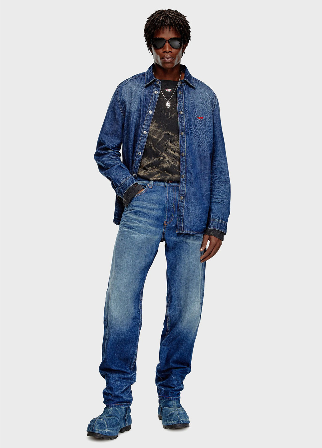 Синие демисезонные слим джинсы Diesel