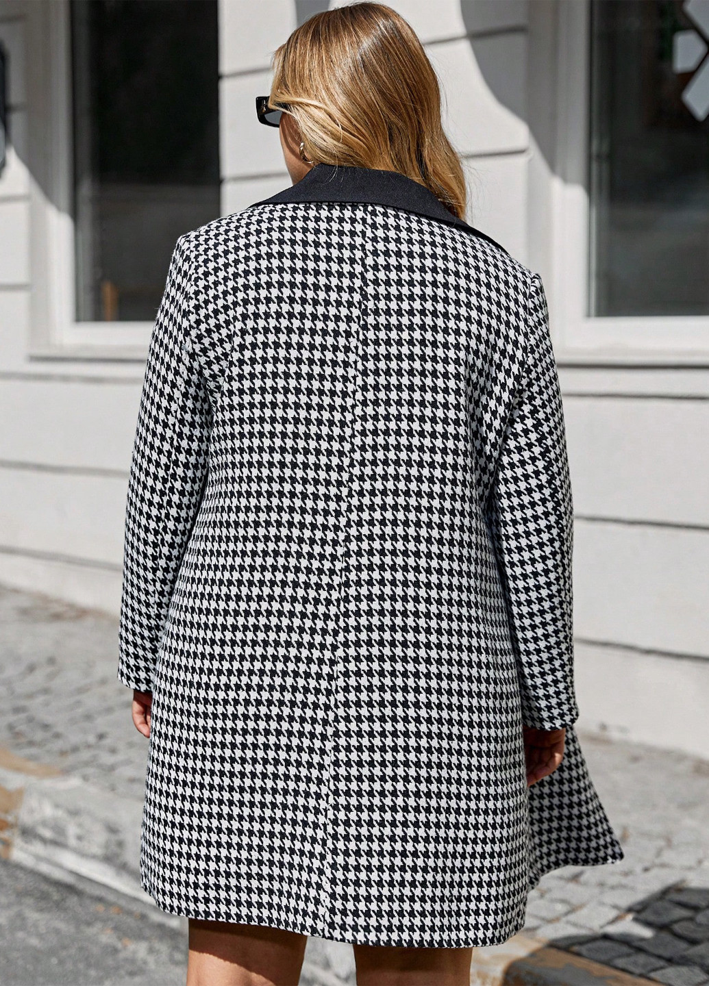 Чорно-білий демісезонне Пальто однобортне SHEIN