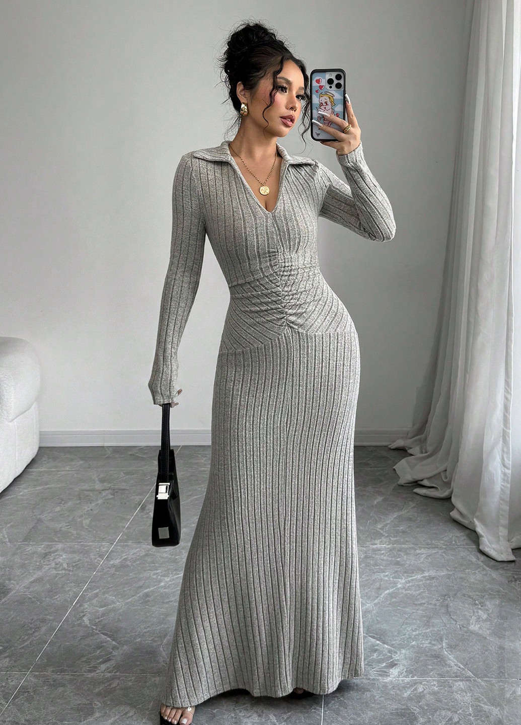 Сіра кежуал сукня SHEIN меланжева