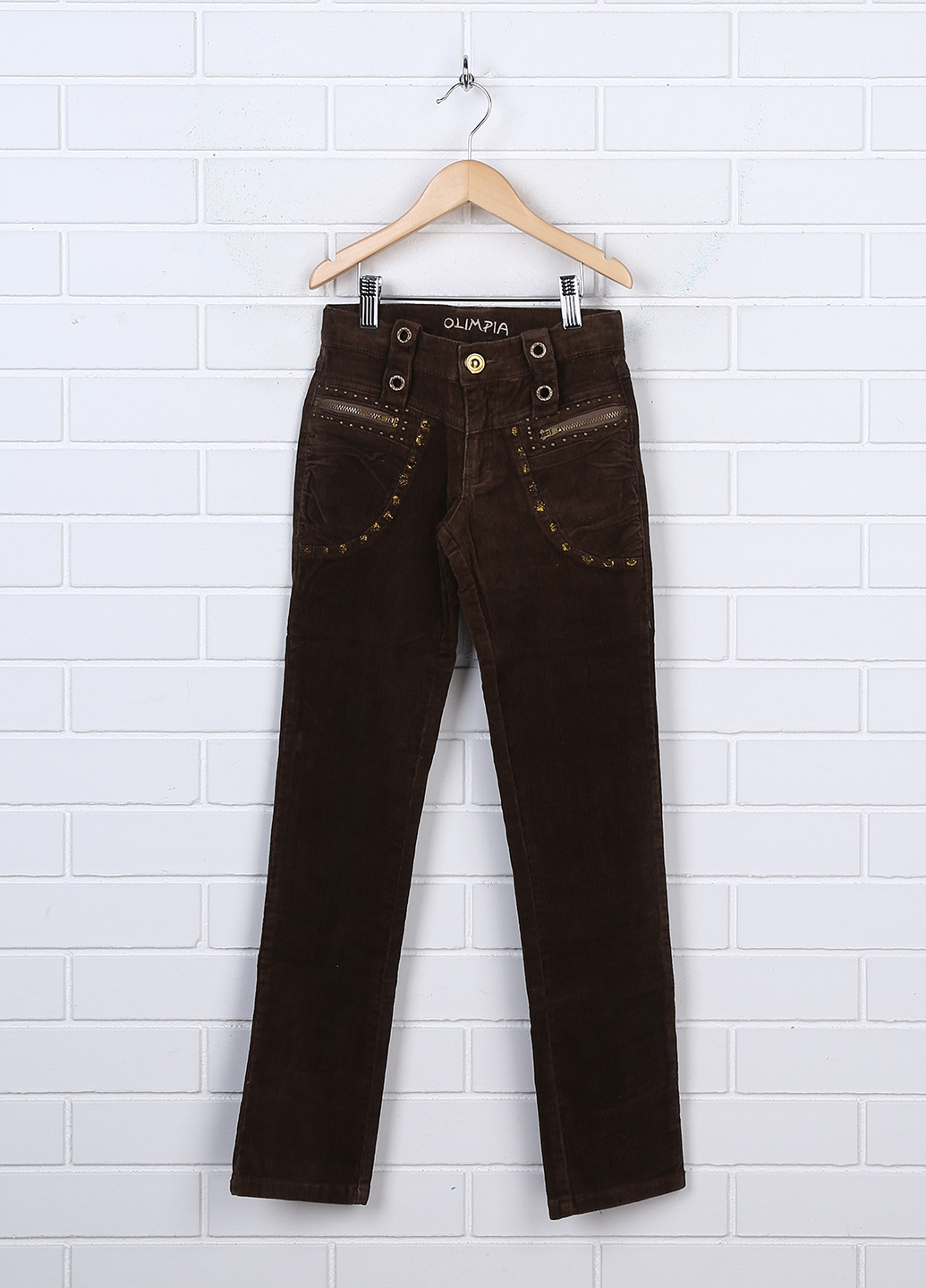 Коричневые демисезонные со средней талией джинсы Olimpia