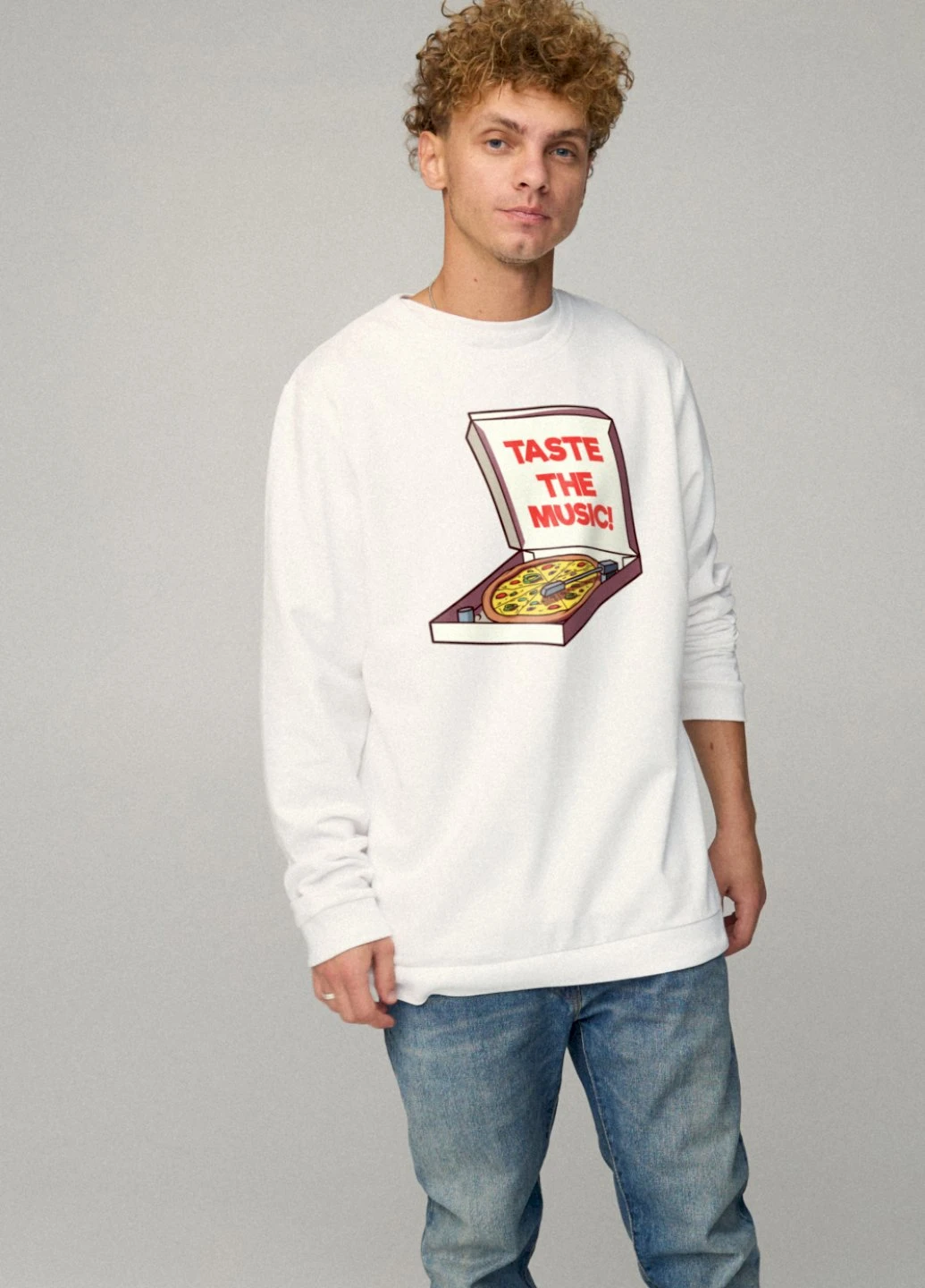 Белый світшот чоловічий oversize /no flis/ YAPPI рисунок (254557428)