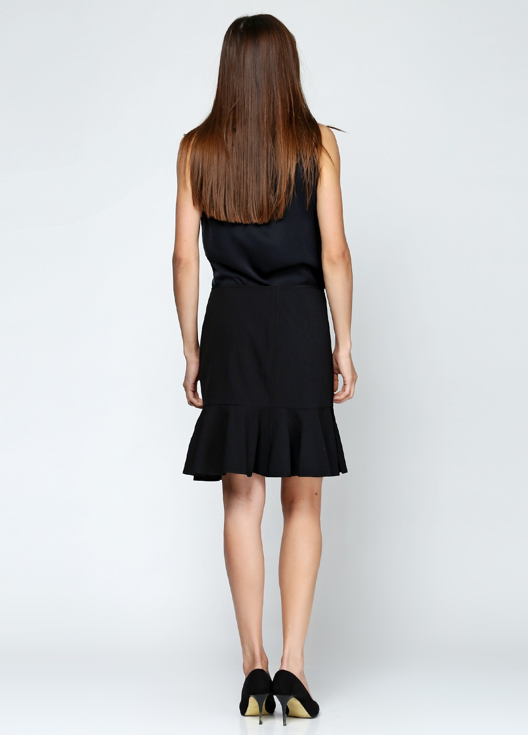 Черная кэжуал однотонная юбка DKNY а-силуэта (трапеция)