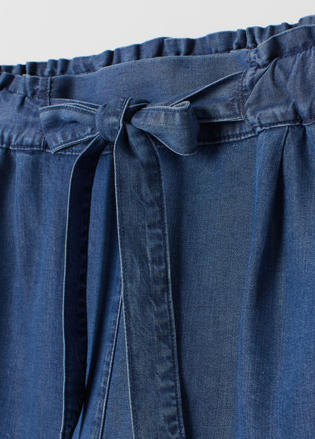 Шорты H&M однотонные синие джинсовые лиоцелл
