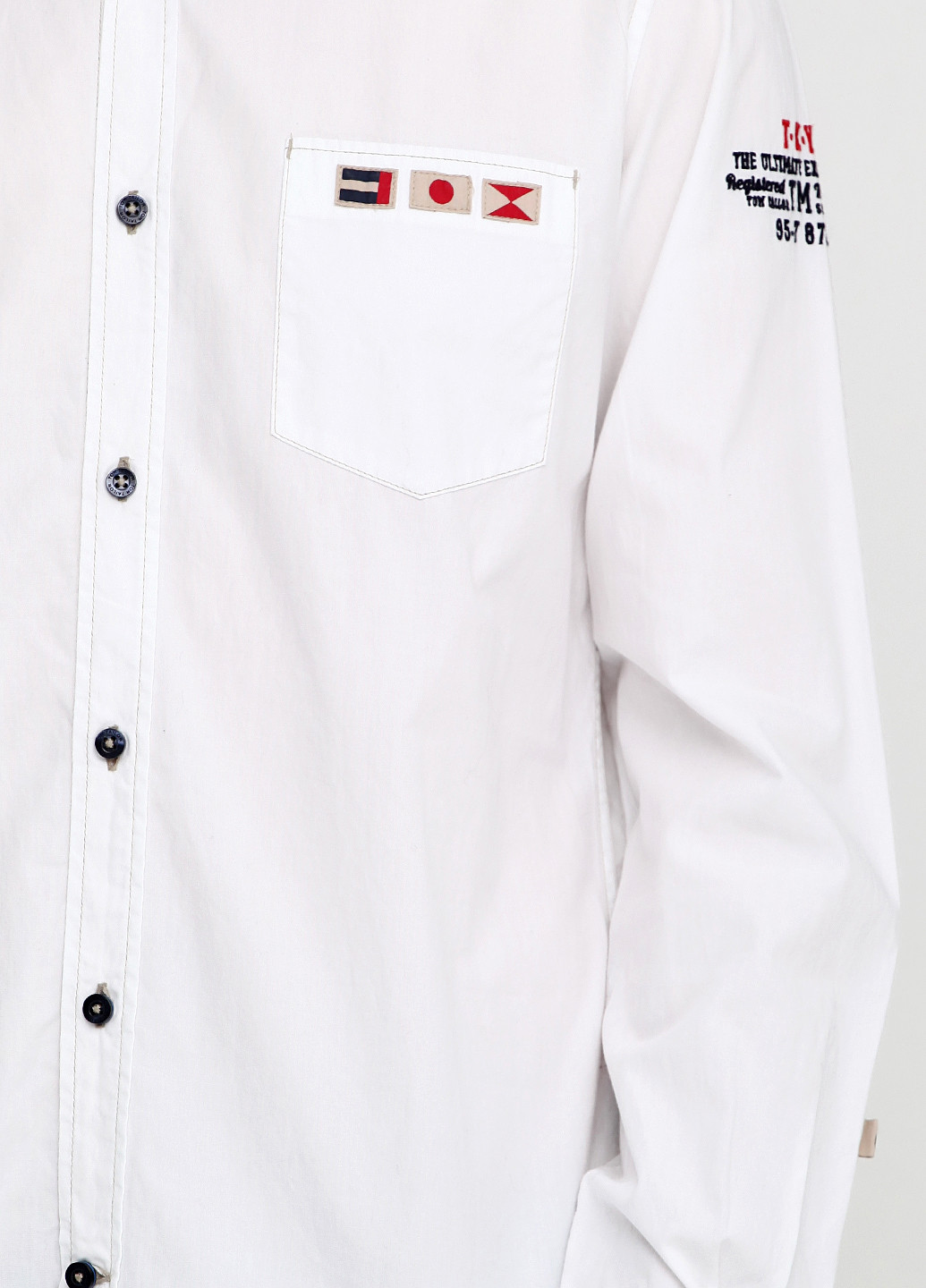 Белая кэжуал рубашка однотонная Tom Tailor с длинным рукавом