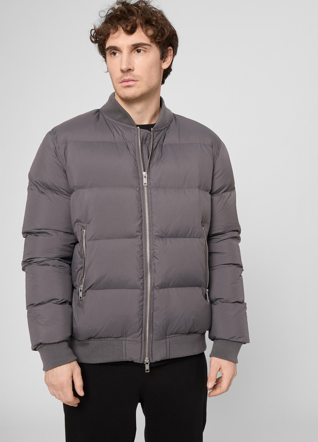 Темно-серый зимний Пуховик PRPY