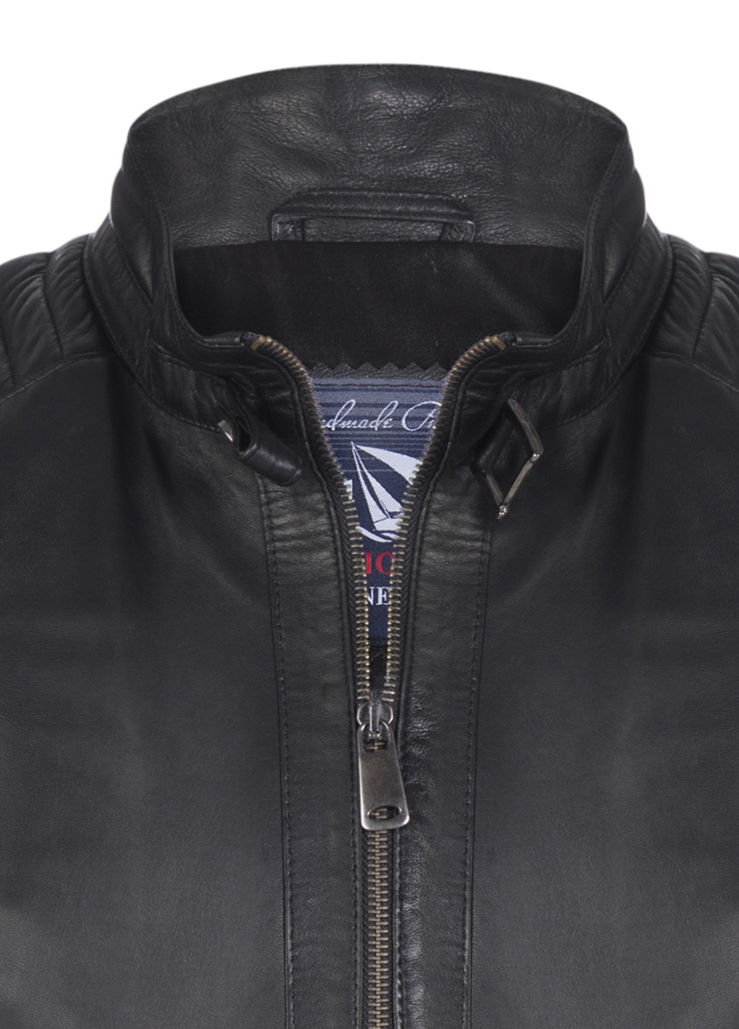 Чорна демісезонна куртка шкіряна Giorgio di Mare