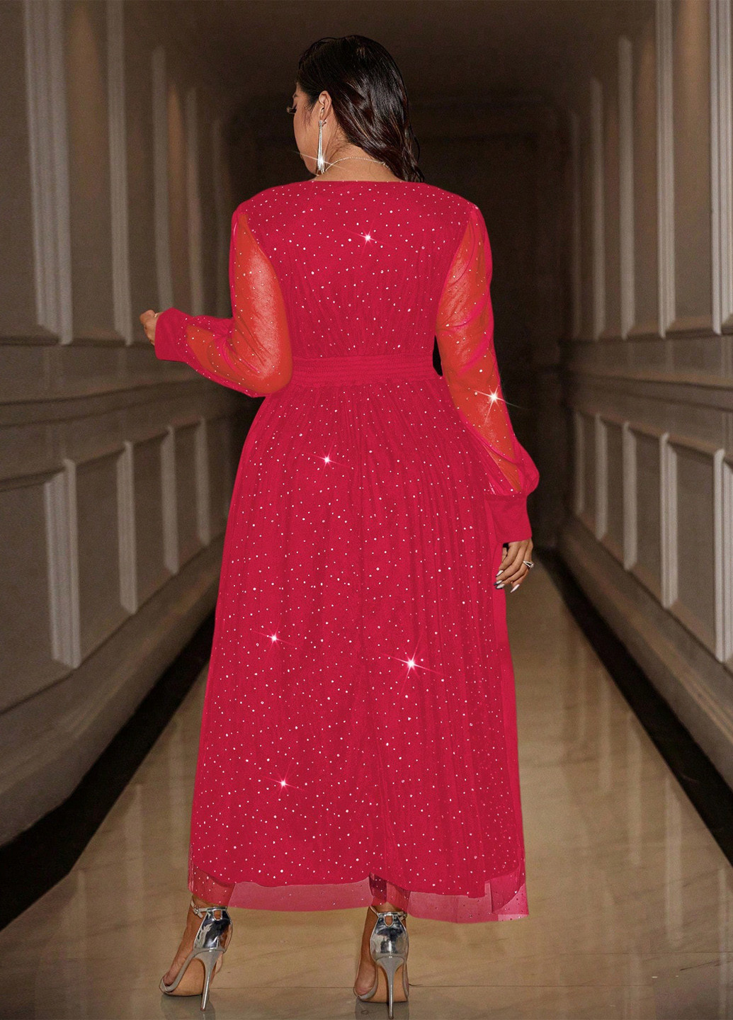 Бордова вечірня сукня а-силует SHEIN однотонна