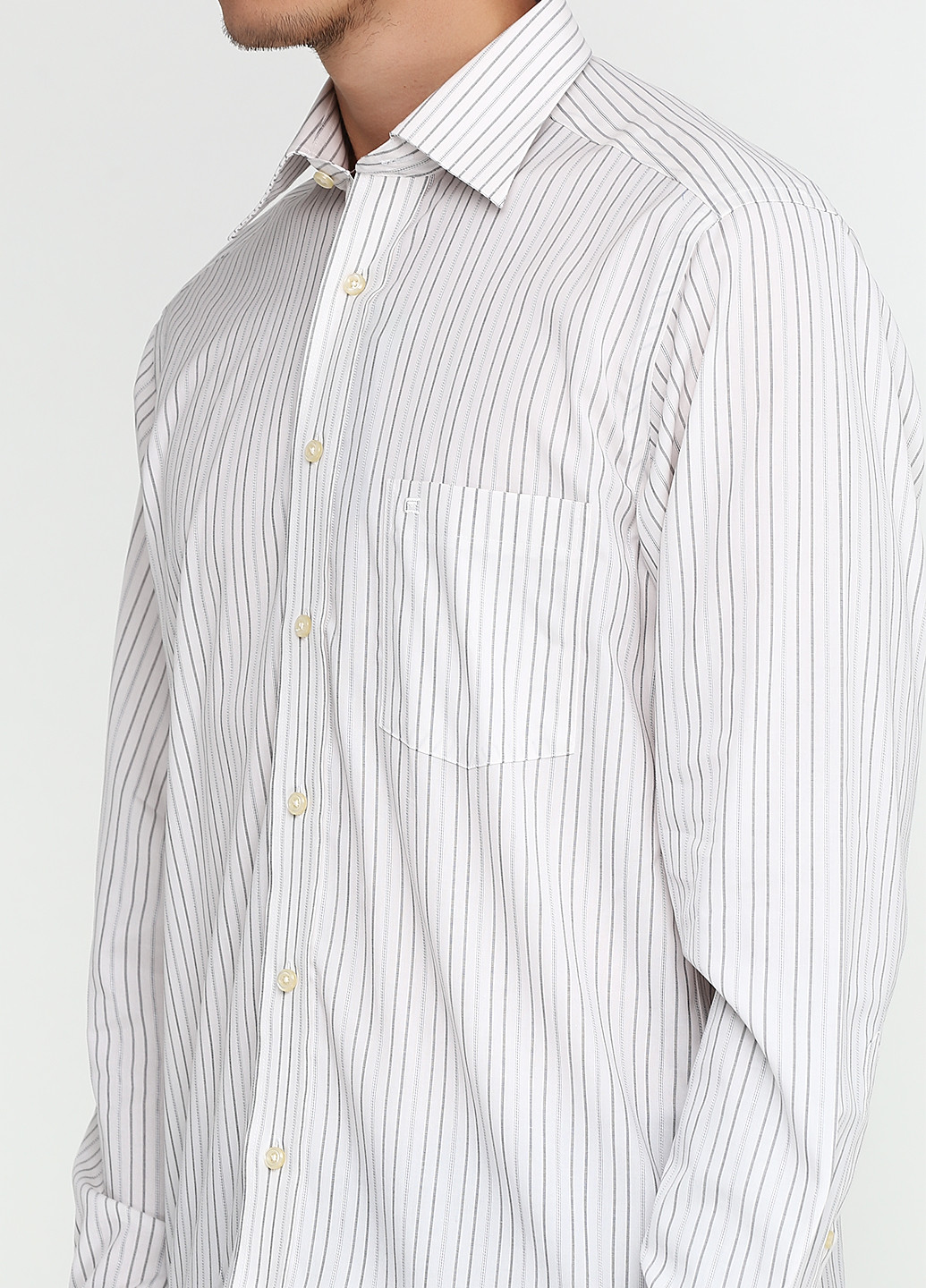 Белая кэжуал рубашка в полоску Casa Moda с коротким рукавом