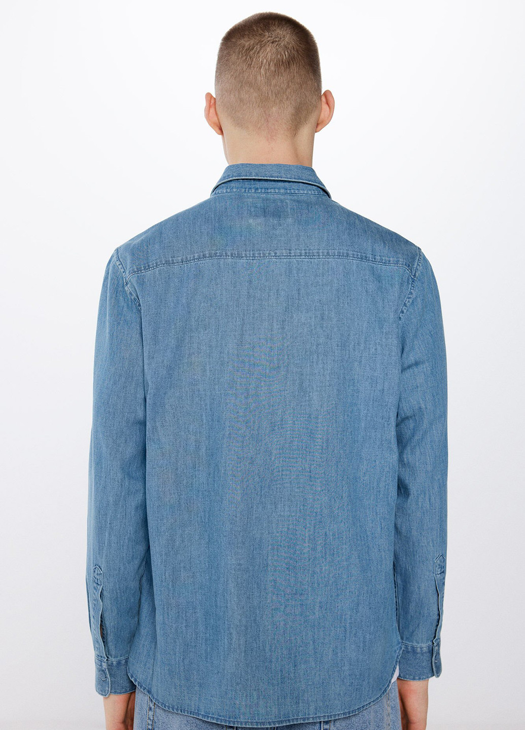 Синяя джинсовая рубашка однотонная Springfield