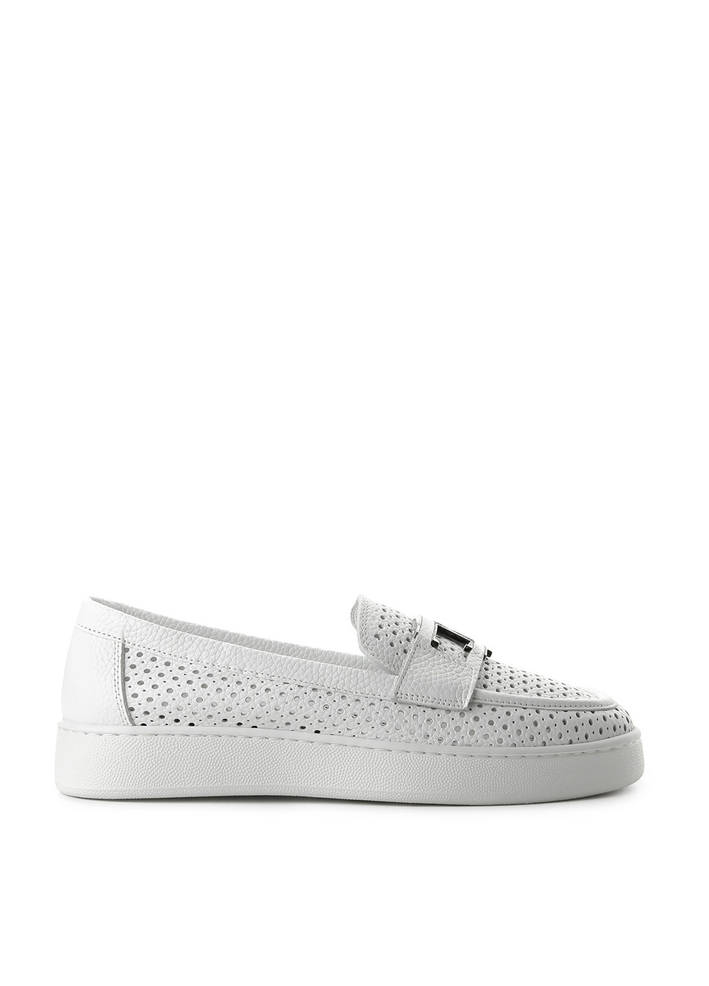 Белые мокасины Le'BERDES с перфорацией, с белой подошвой