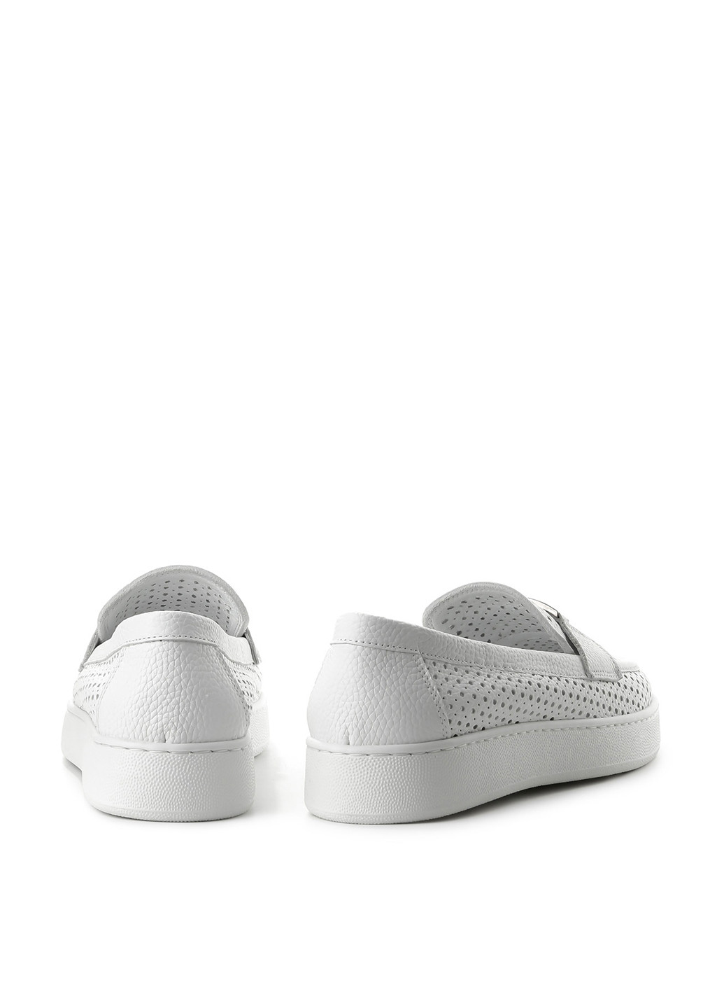 Белые мокасины Le'BERDES с перфорацией, с белой подошвой