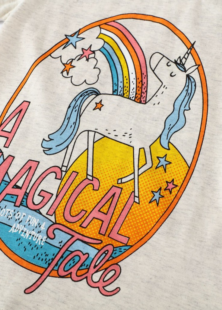 Бежевая летняя футболка для девочки a magical tale Jumping Meters 57902