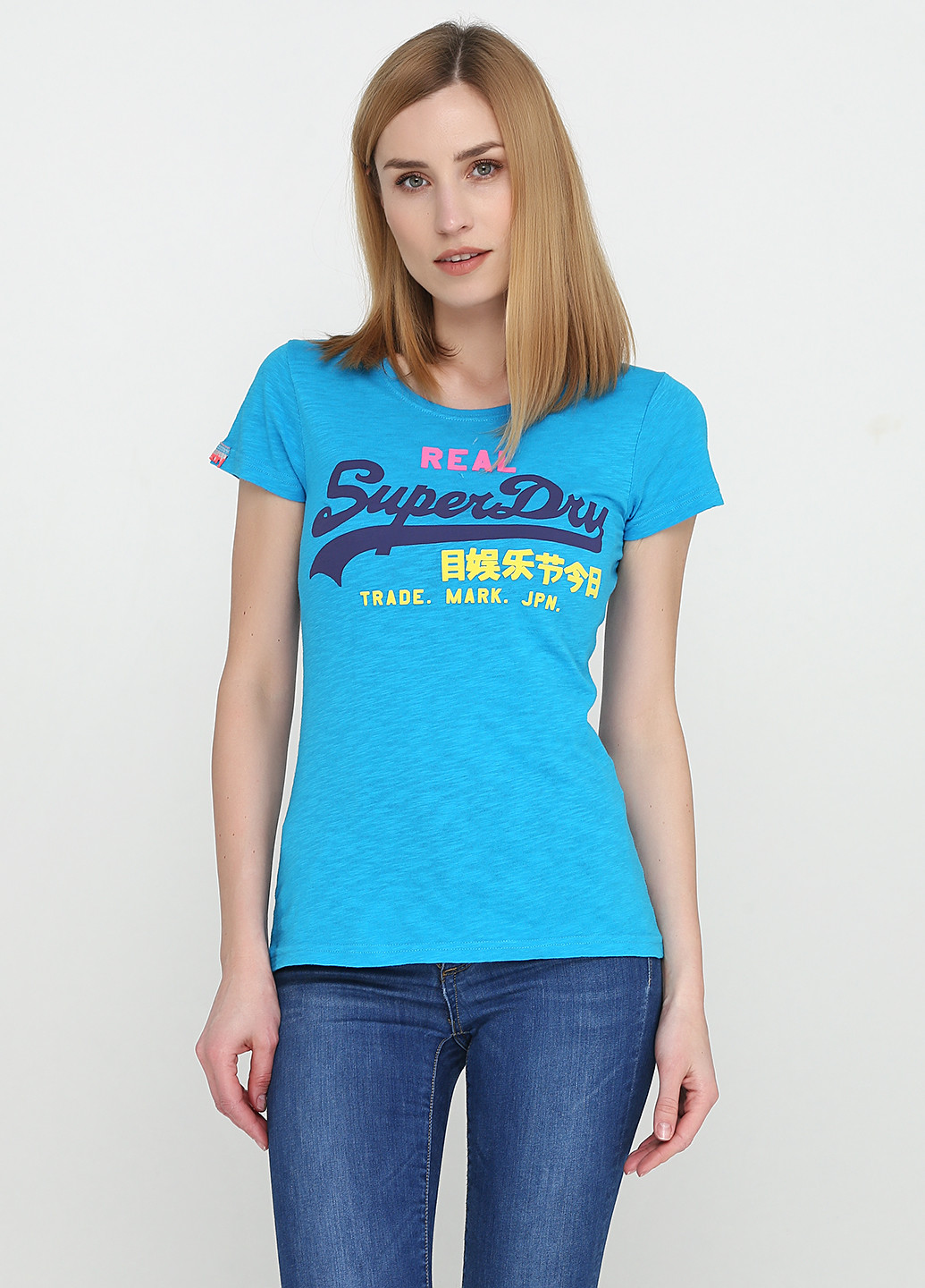 Синяя летняя футболка Superdry