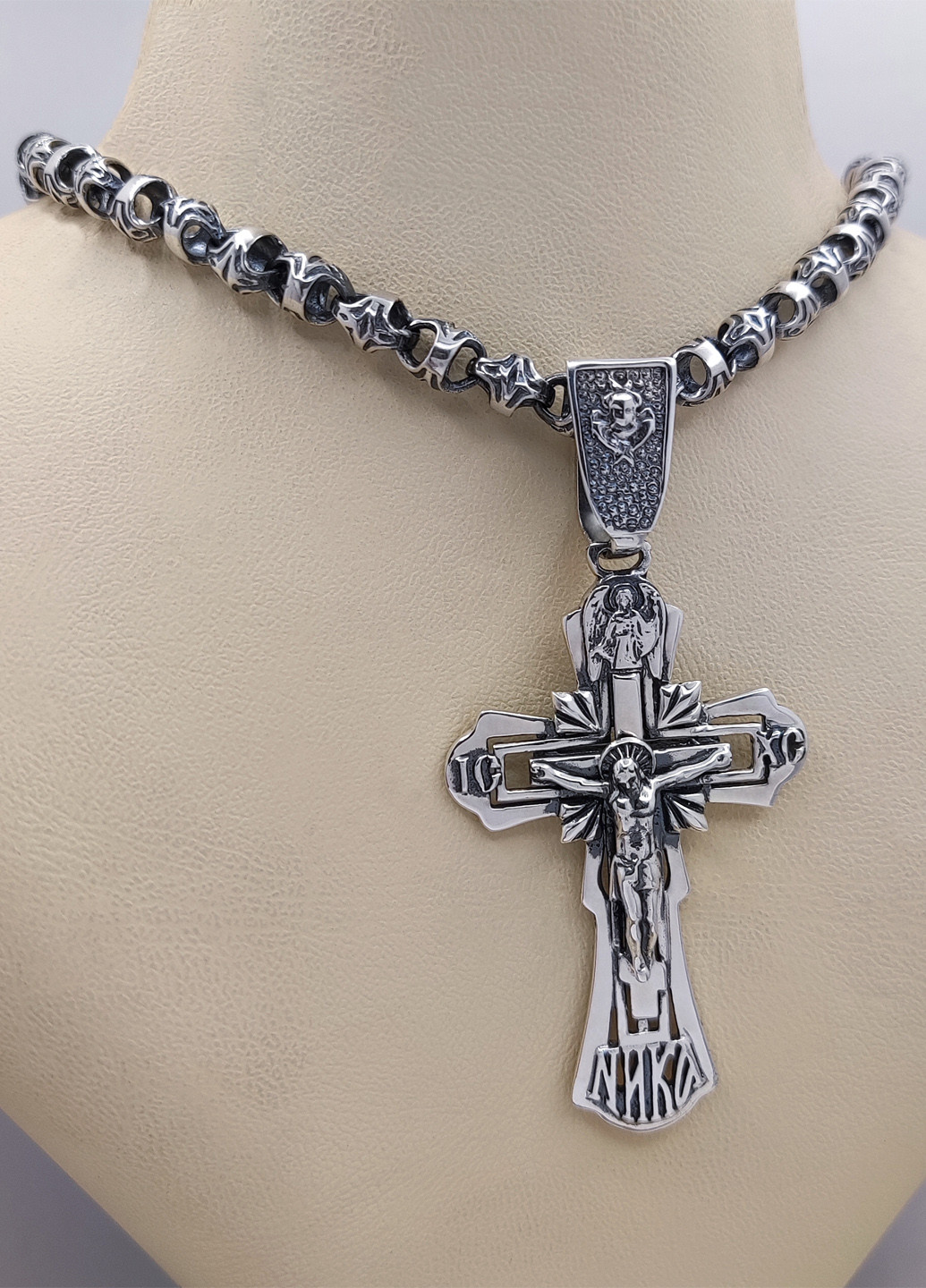 Срібний комплект "Хранитель" ланцюжок та хрестик Diva (328293119)