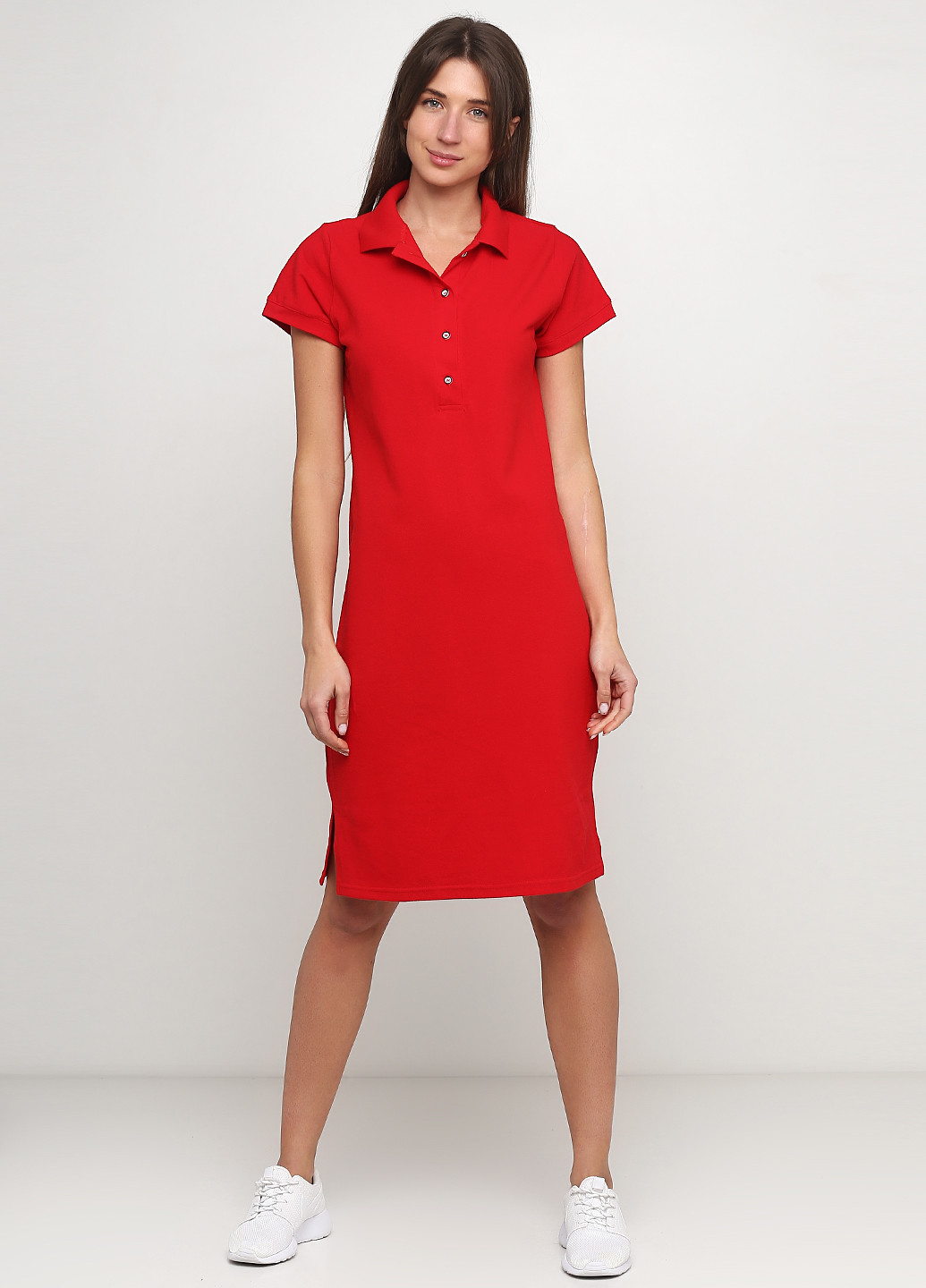 Красное кэжуал платье поло Only Women однотонное