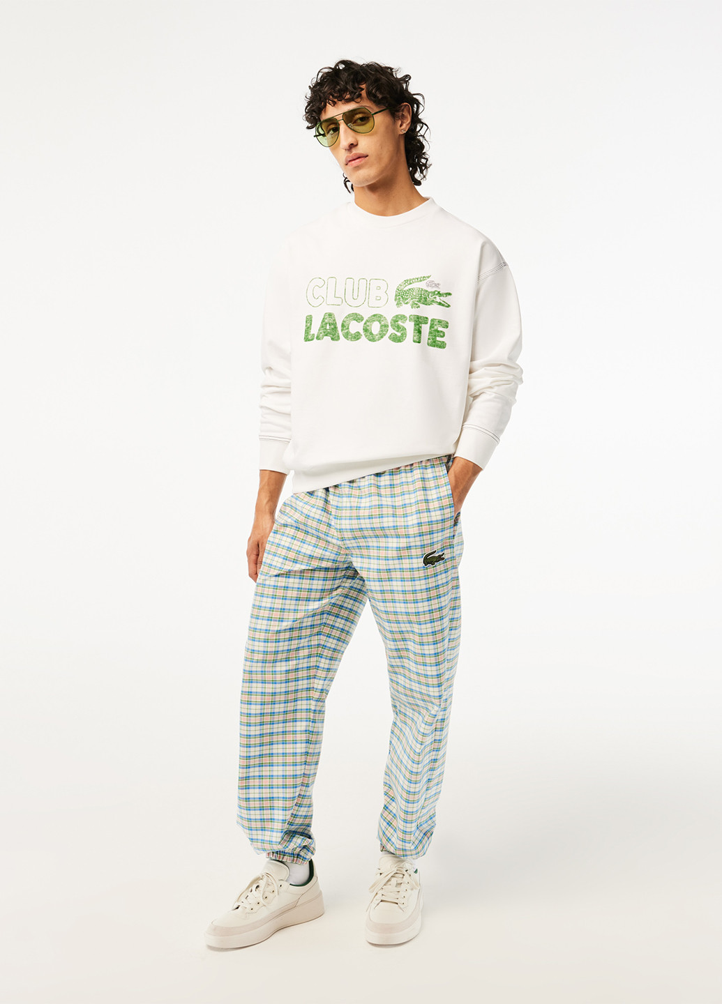 Білий світшот Lacoste напис без декору (265091388)