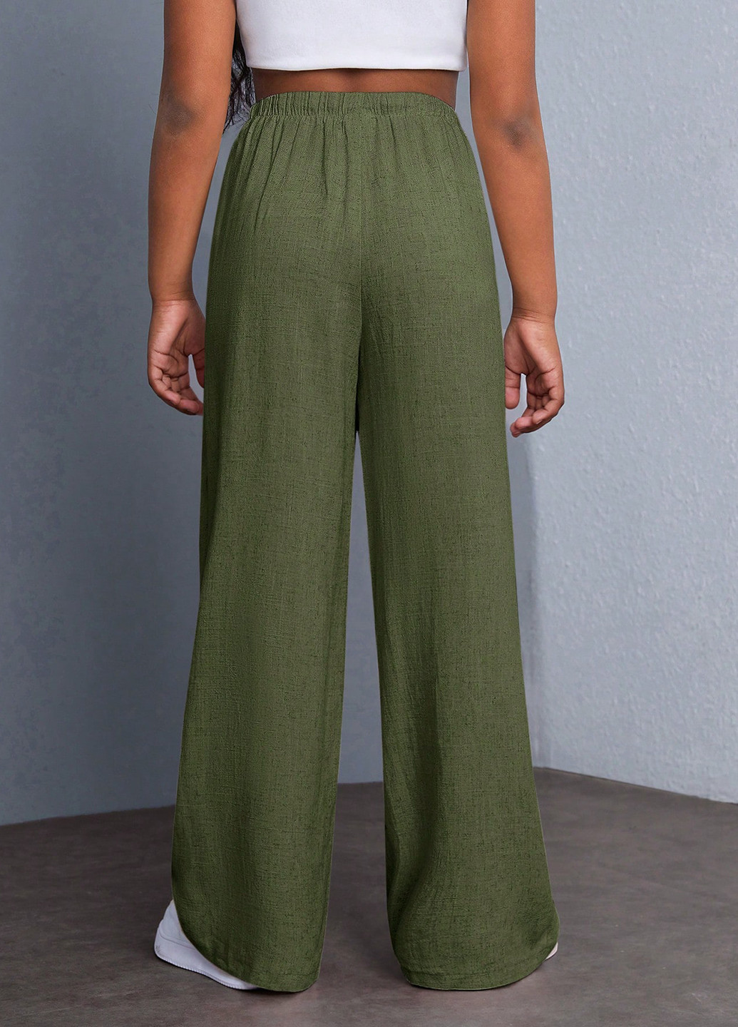 Зеленые кэжуал летние палаццо брюки SHEIN