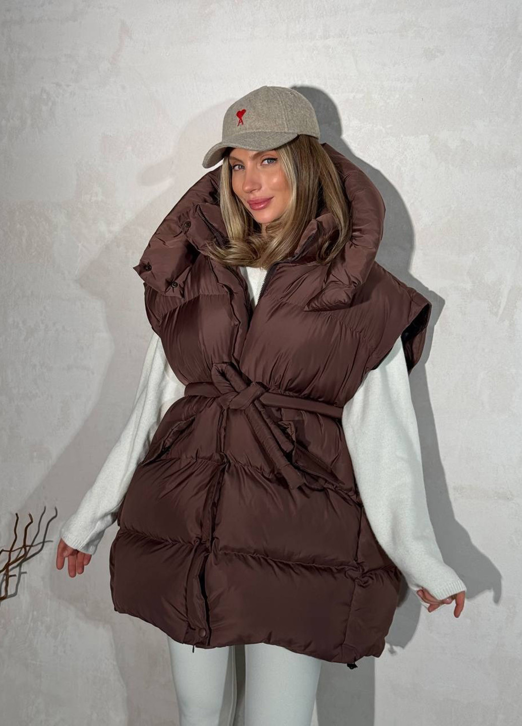 Кофейная зимняя куртка куртка-трансформер No Brand