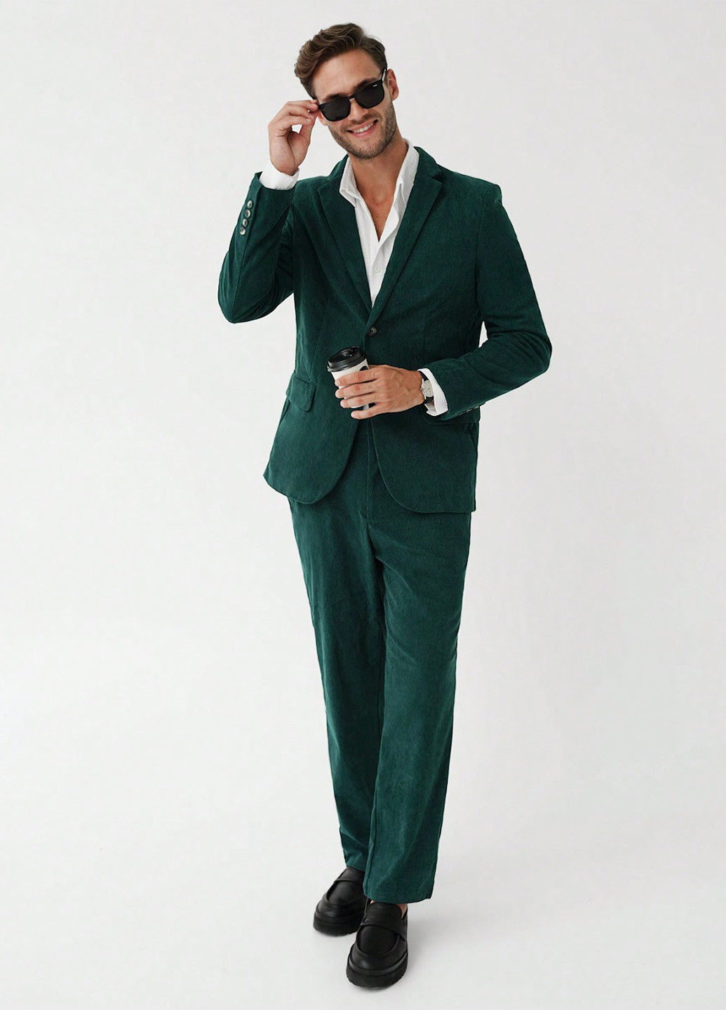 Темно-зелений демісезонний костюм (піджак, штани) брючний SHEIN