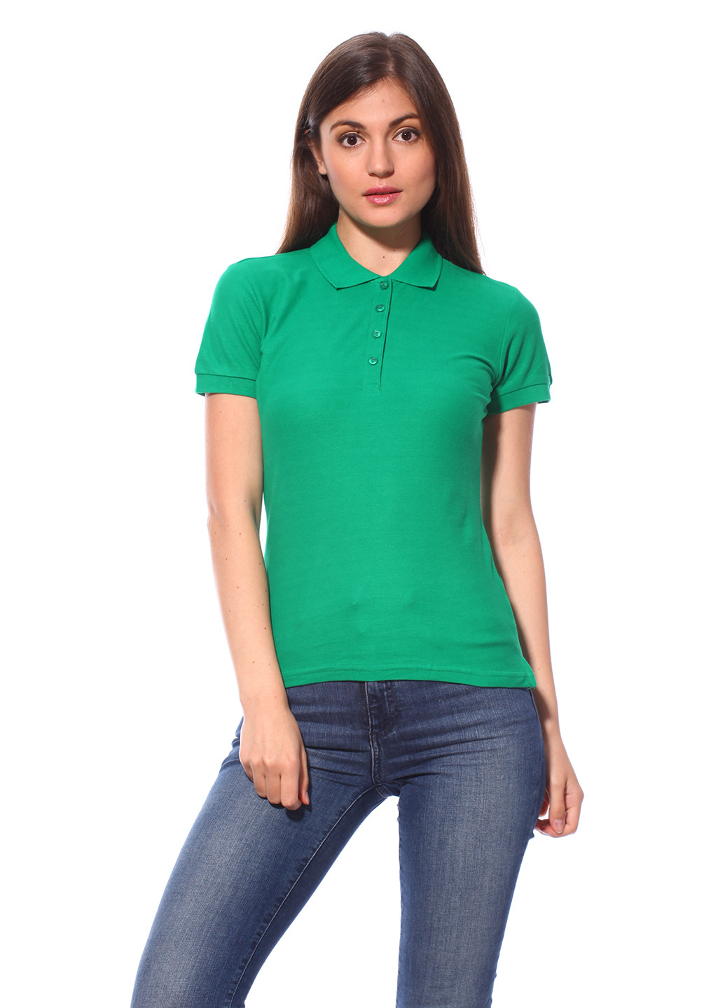 Зеленая женская футболка-поло Sol's однотонная