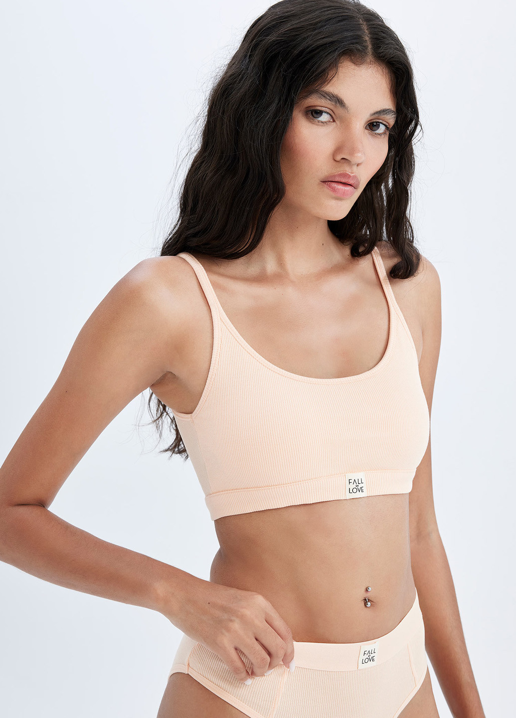 Бежевий топ бюстгальтер DeFacto без кісточок бавовна