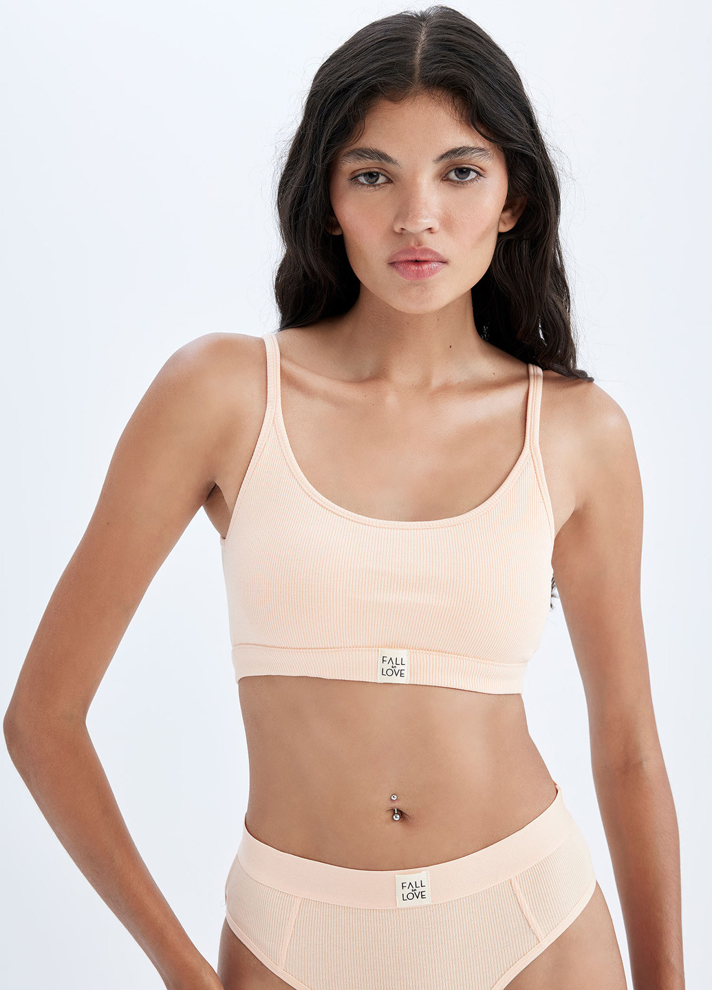 Бежевий топ бюстгальтер DeFacto без кісточок бавовна