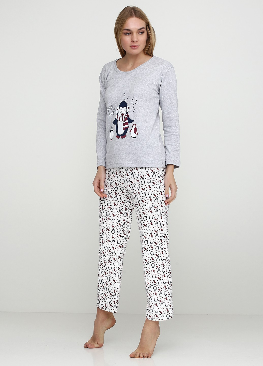 Сіра зимня комплект щільний трикотаж (світшот, штани) Good Night Pajama