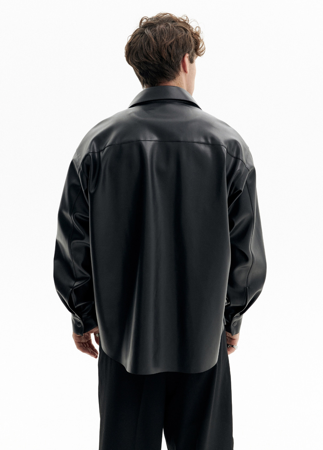 Черная кэжуал рубашка однотонная No Brand