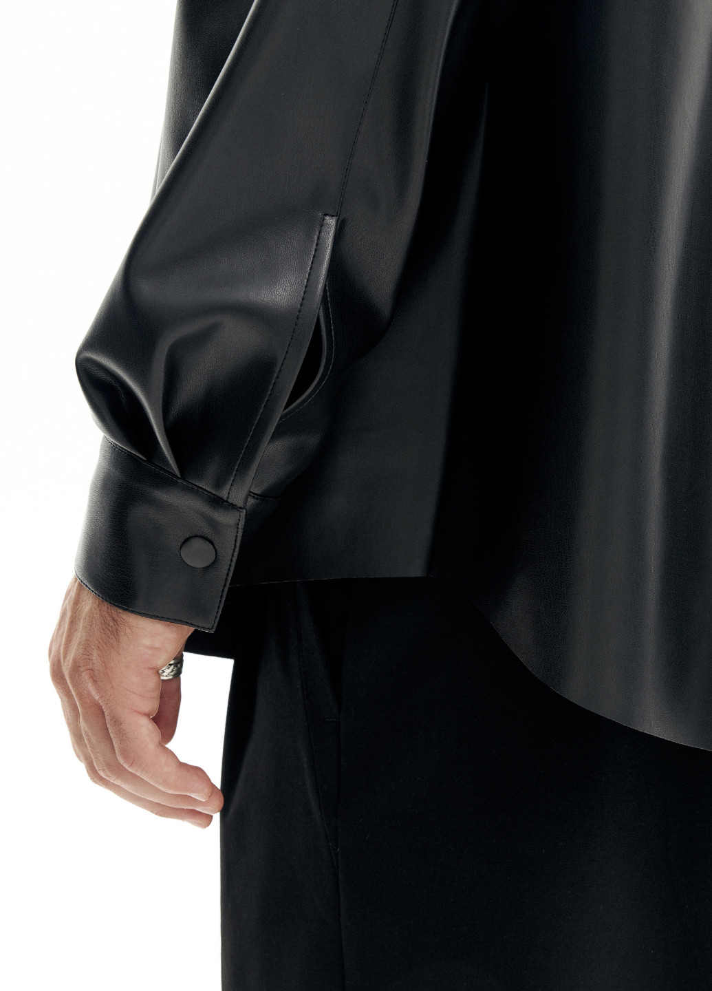 Черная кэжуал рубашка однотонная No Brand