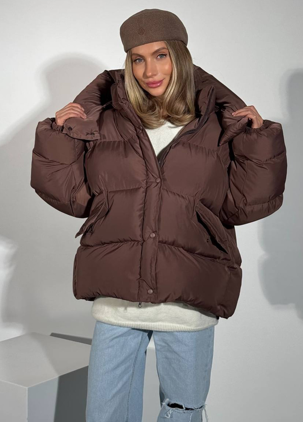 Кавова зимня куртка No Brand