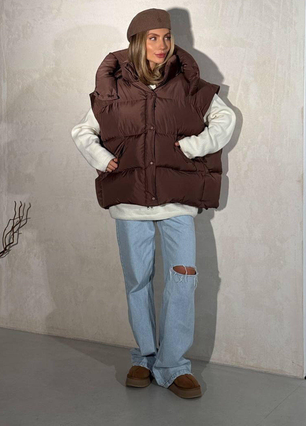 Кавова зимня куртка No Brand