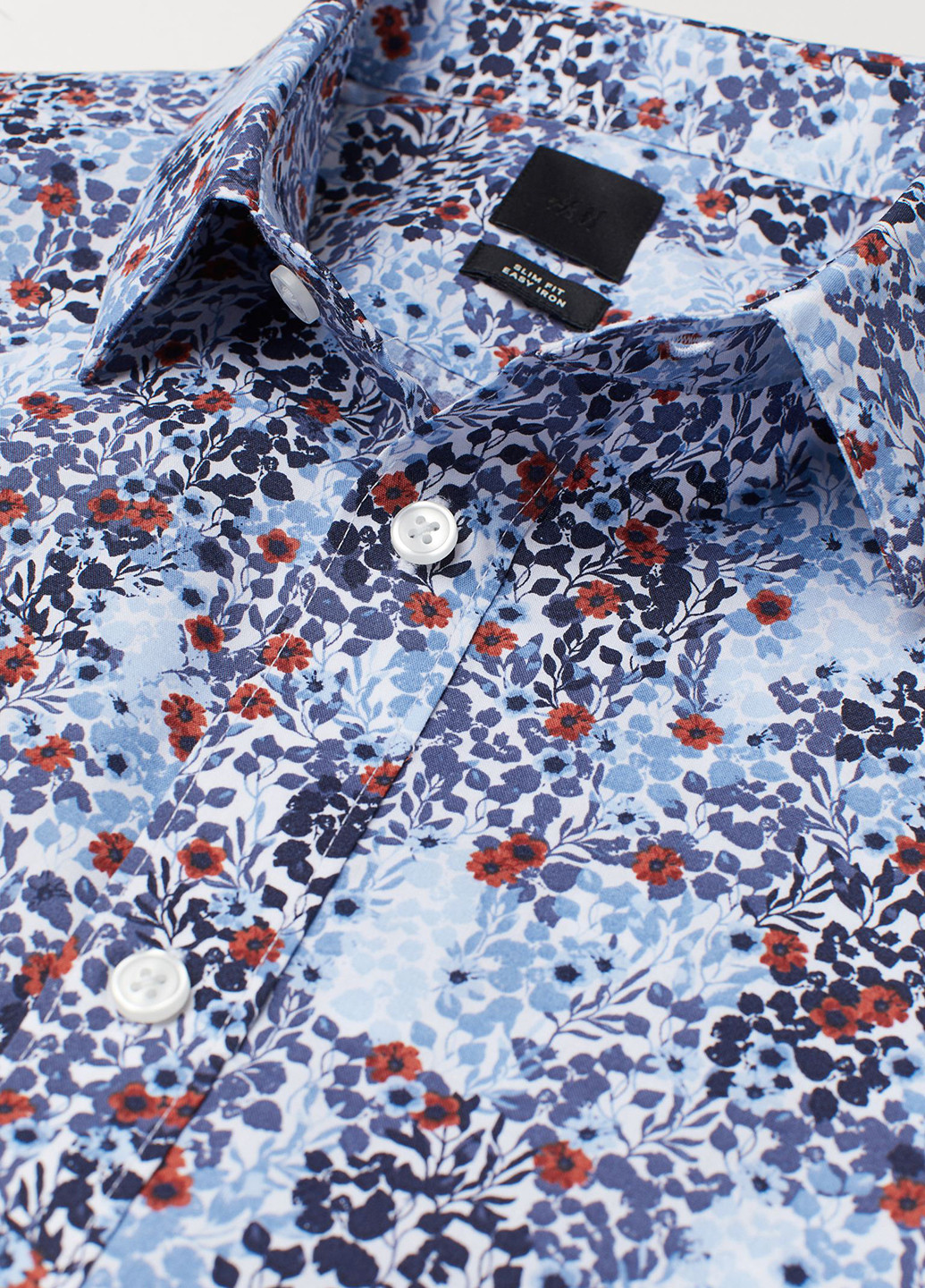 Голубой кэжуал рубашка с цветами H&M