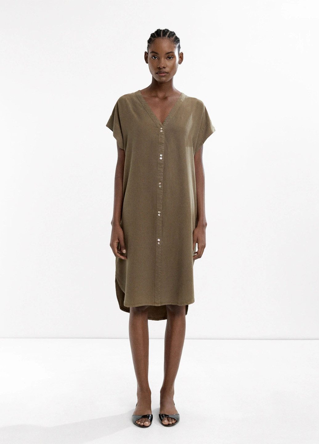Оливковое (хаки) кэжуал платье Parfois однотонное
