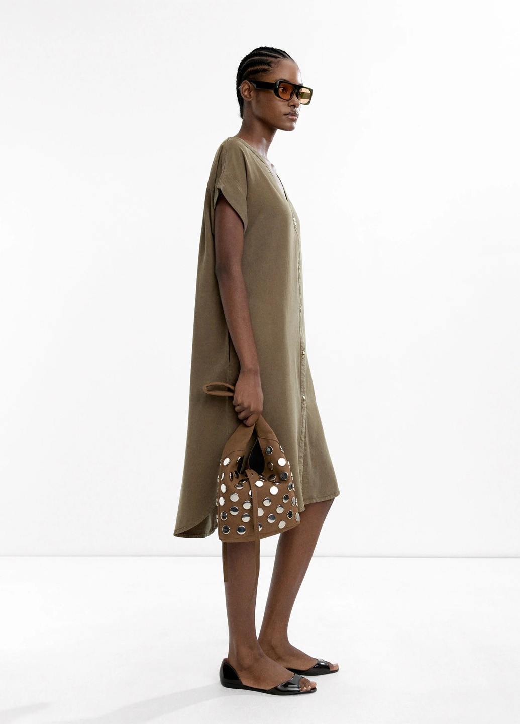 Оливковое (хаки) кэжуал платье Parfois однотонное