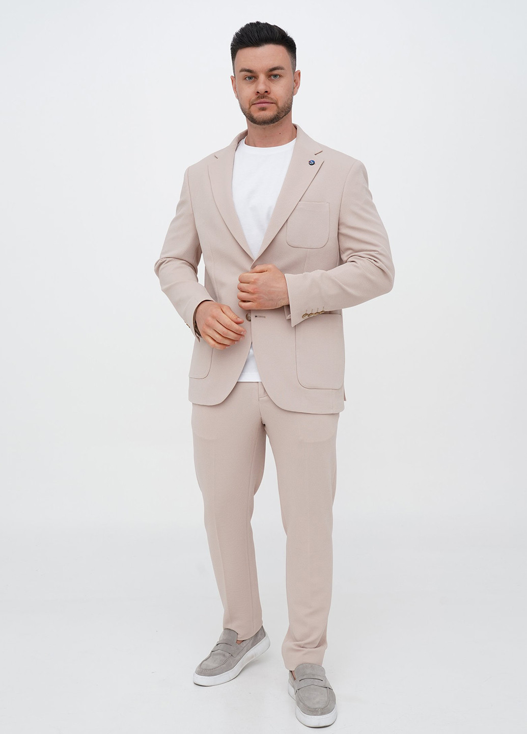 Бежевий демісезонний костюм (піджак, штани) брючний Trend Collection