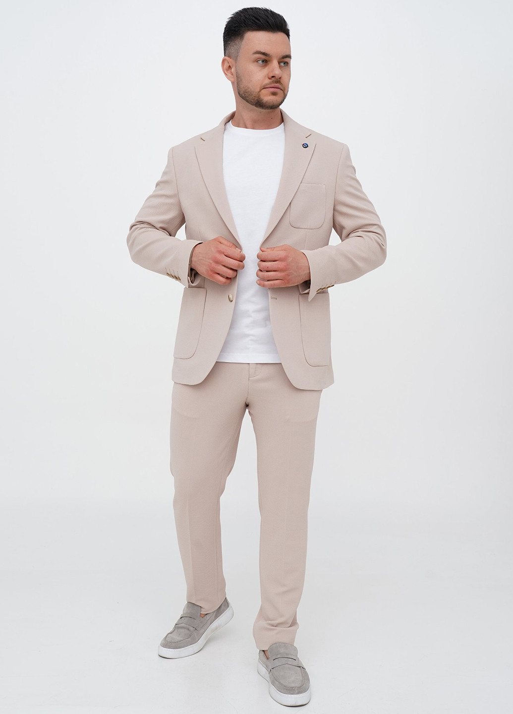 Бежевий демісезонний костюм (піджак, штани) брючний Trend Collection