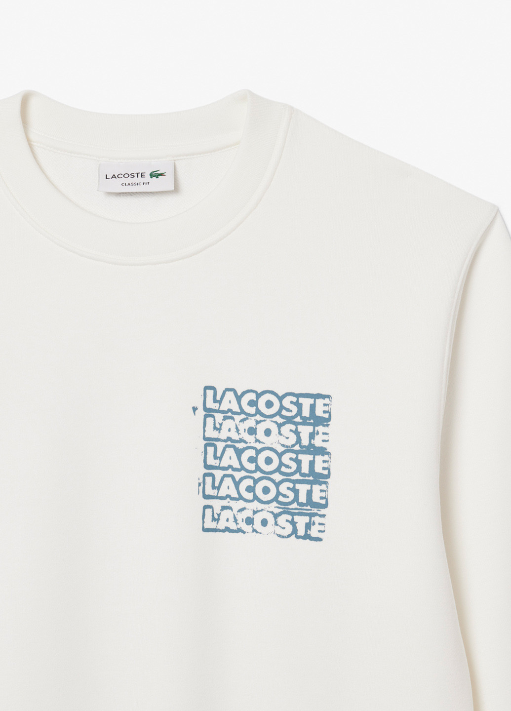 Белый свитшот Lacoste надпись без декора (363646824)