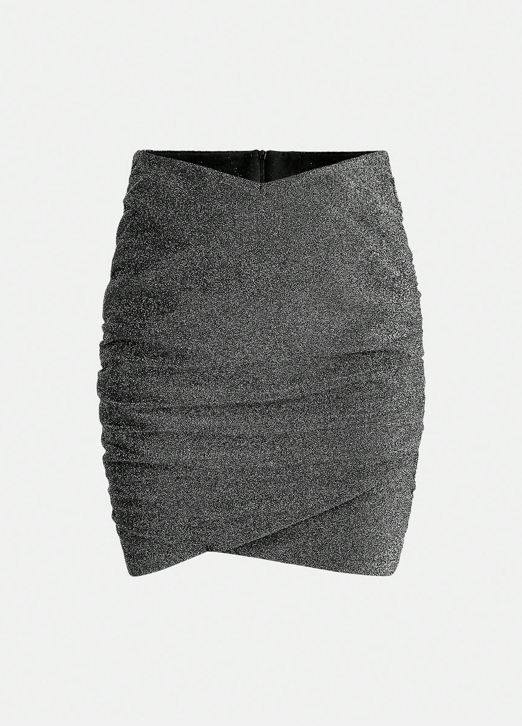 Серебряная праздничный, вечерний однотонная юбка SHEIN на запах