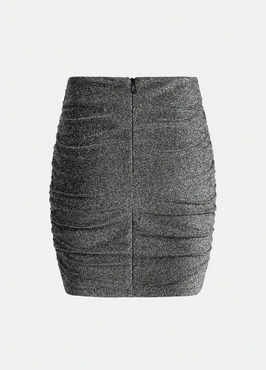 Серебряная праздничный, вечерний однотонная юбка SHEIN на запах