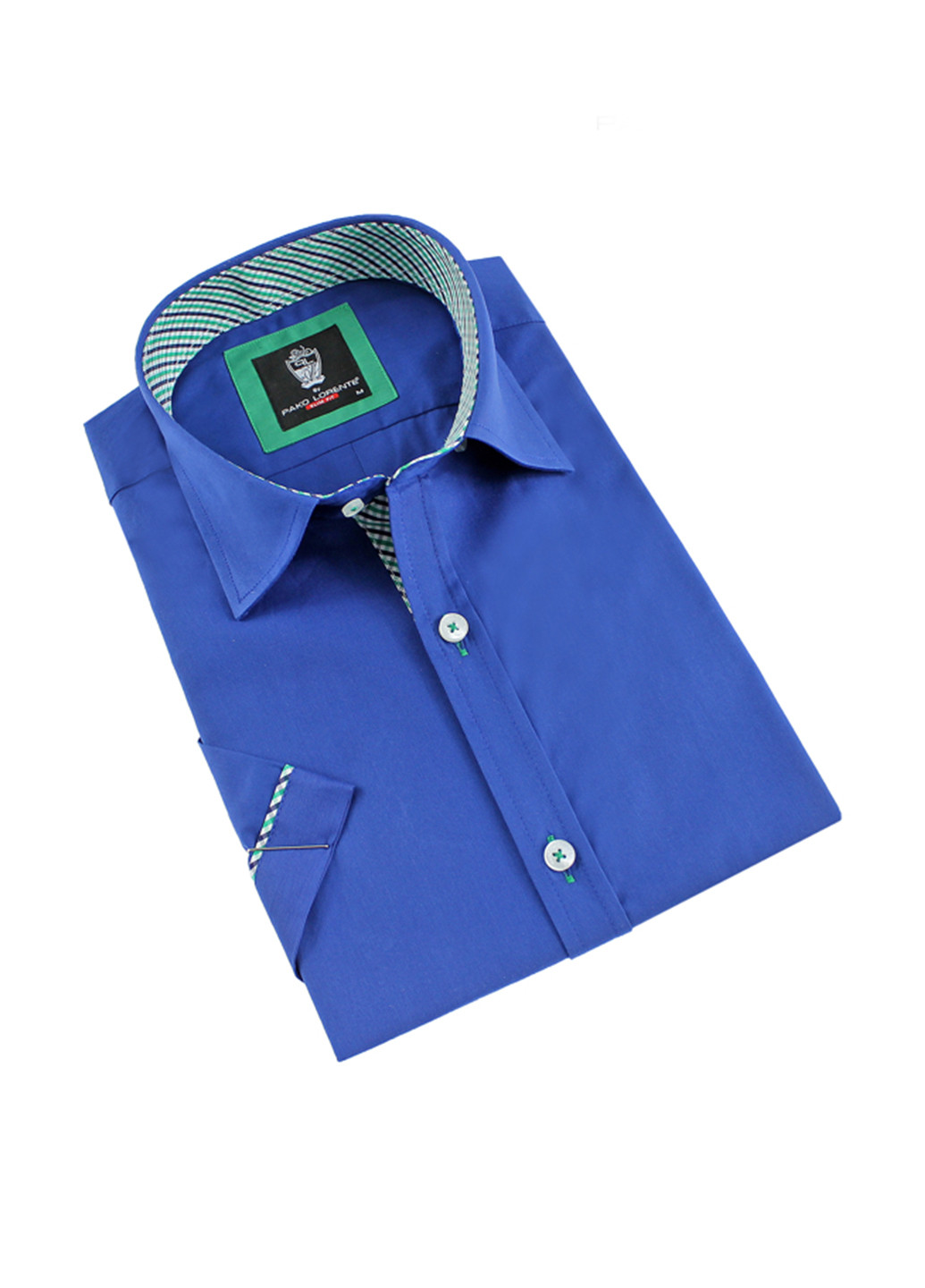 Синяя кэжуал рубашка однотонная Pako Lorente с коротким рукавом